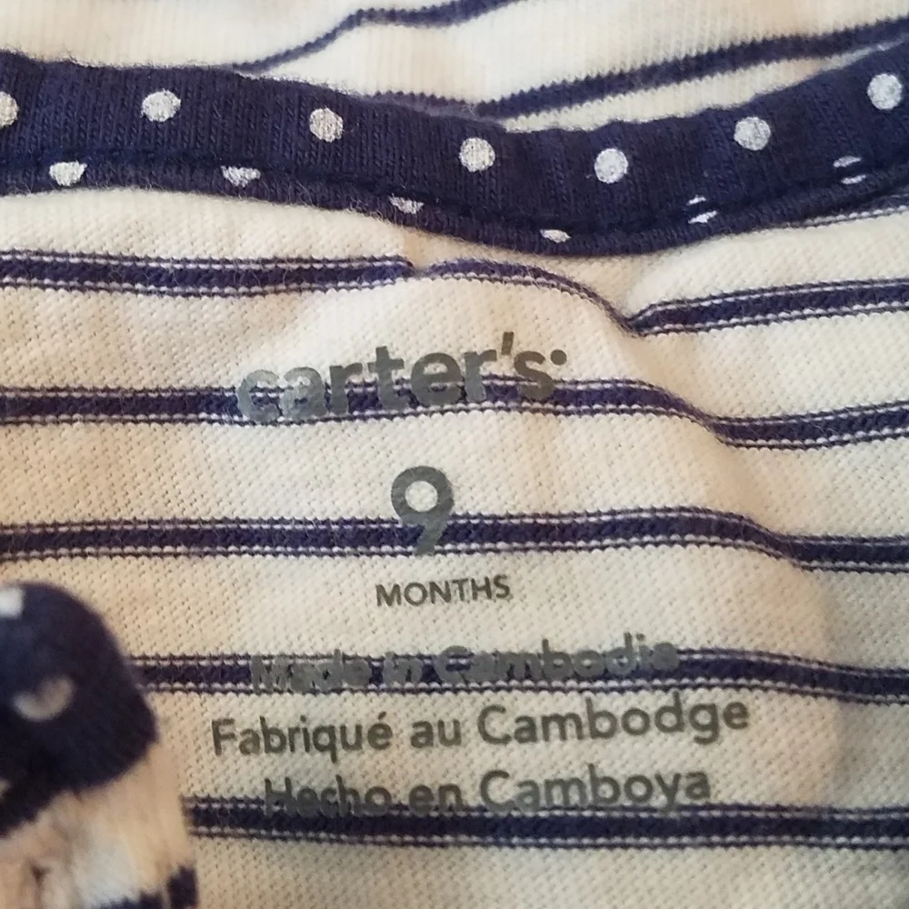 Carter's Stripe Polka Dot Ruffle Waist Romper 9m